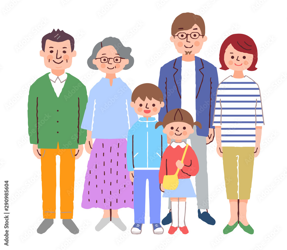 Three generations family facing the front with smile Three generations family facing the front with smile