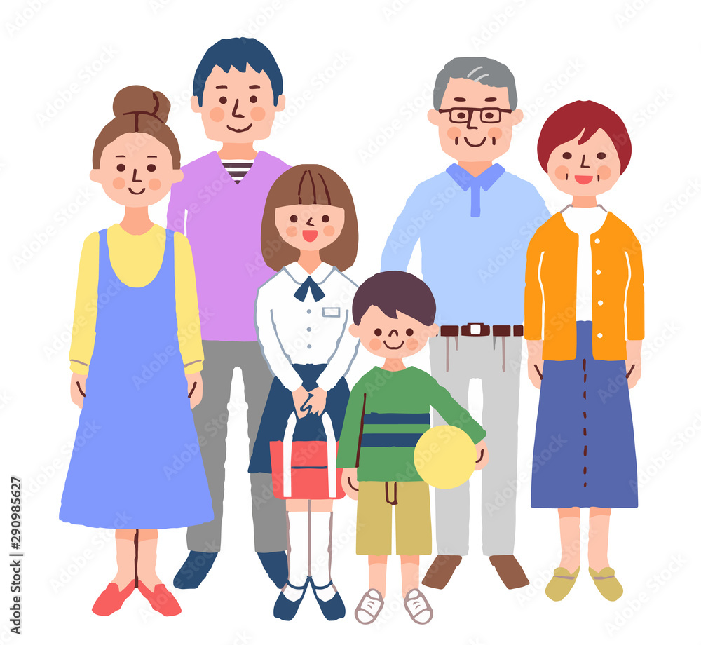 Three generations family facing the front with smile Three generations family facing the front with smile