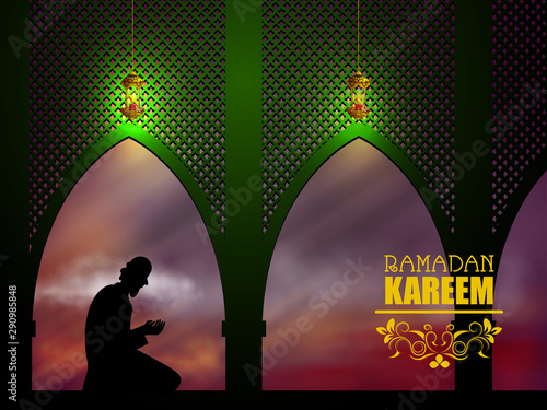 easy to edit vector illustration of Islamic celebration background with text Ramadan Kareem