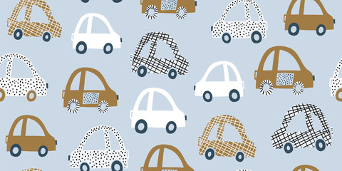 Acrylglasbilder Automuster Handgezeichnete Autos Muster für Kinder  © tanya