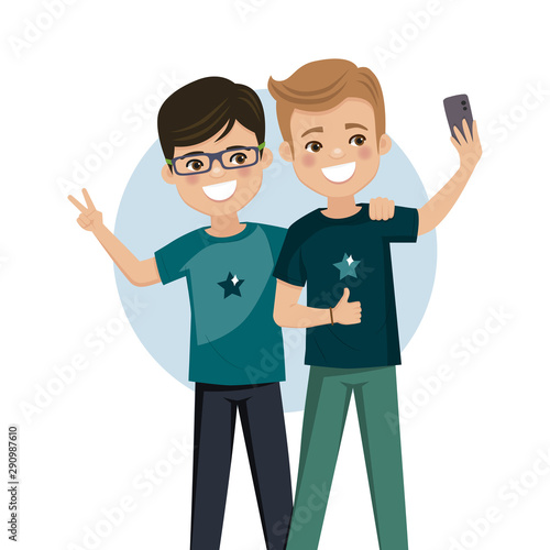 Two boys taking a selfie together. Friendship day