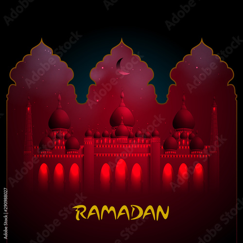 easy to edit vector illustration of Islamic celebration background with text Ramadan Kareem