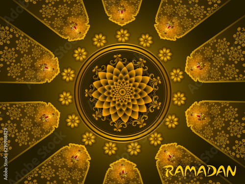 easy to edit vector illustration of Islamic celebration background with text Ramadan Kareem
