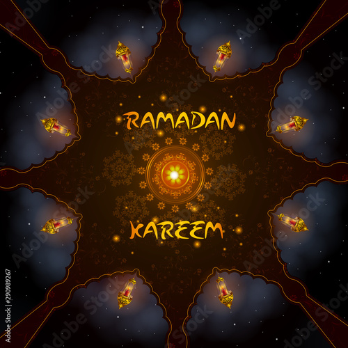 easy to edit vector illustration of Islamic celebration background with text Ramadan Kareem