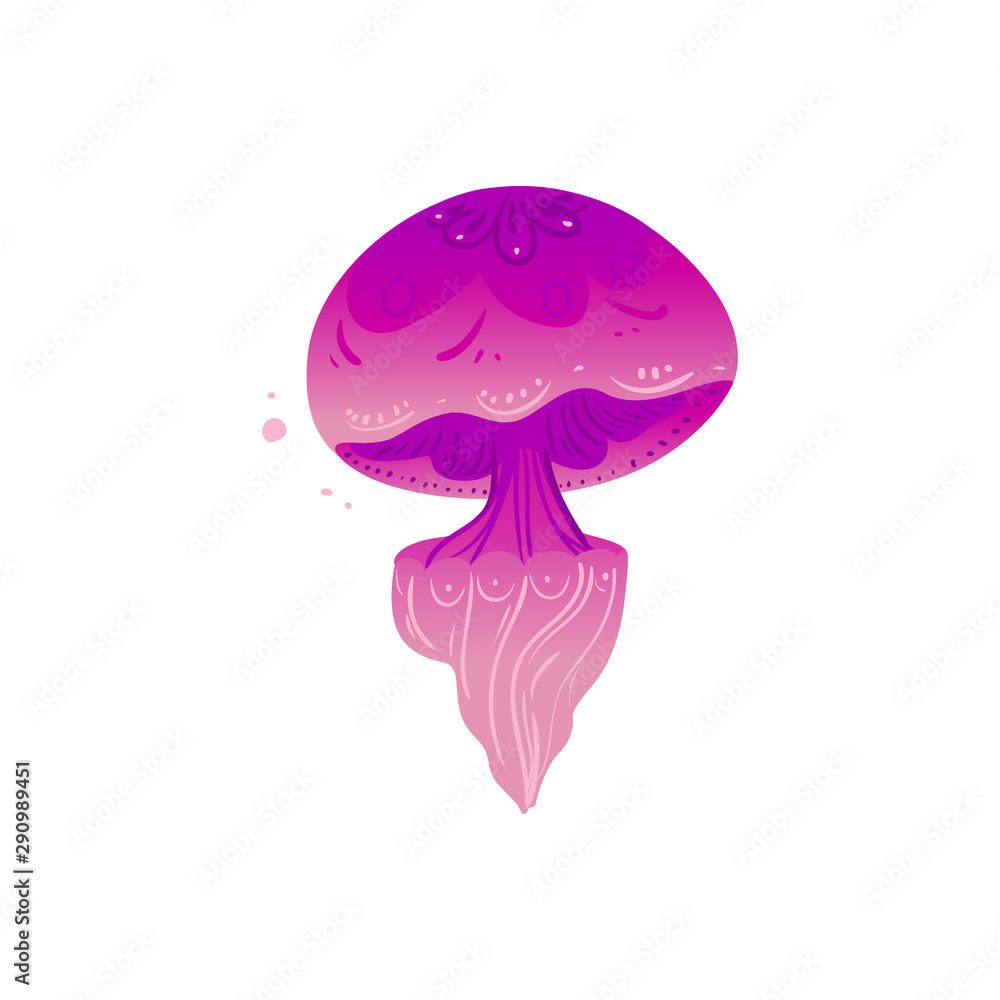 Sea pink jellyfish in ocean water, wild underwater animal with tentacles.