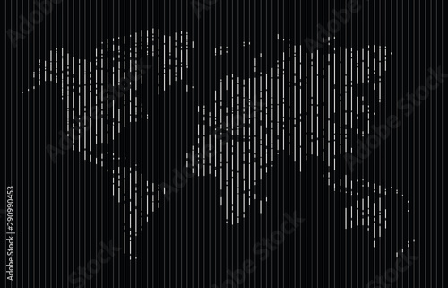 Abstract stripe white vertical line world map vector