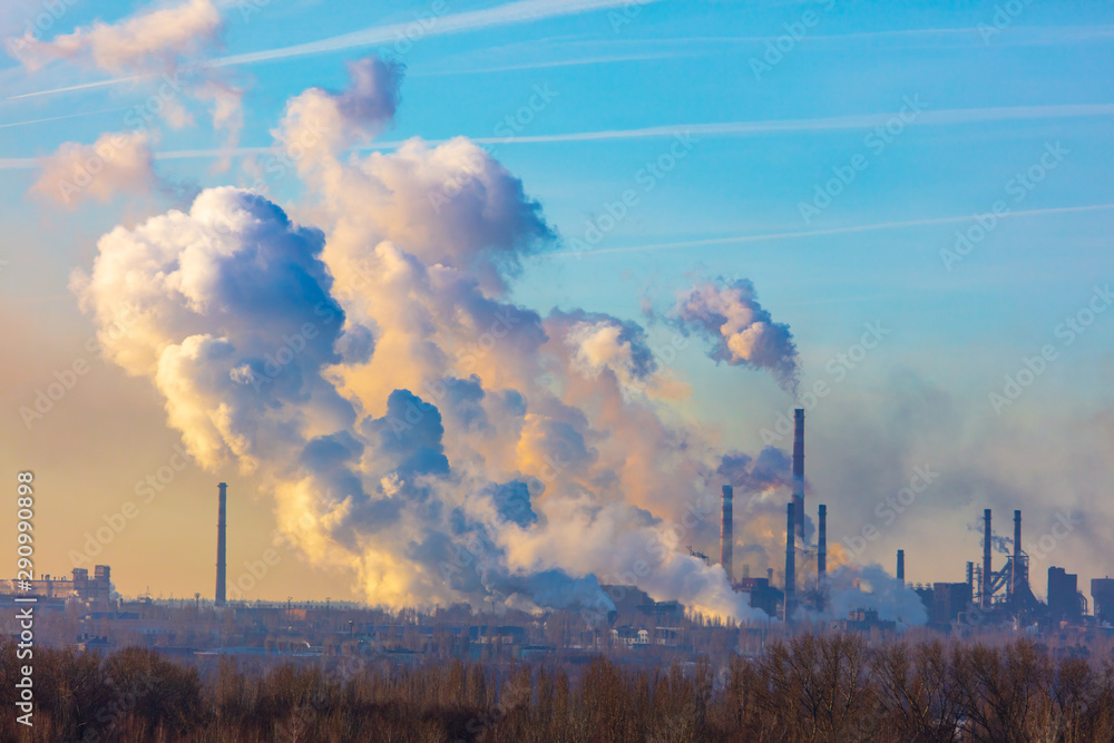 Smoke from the pipes of a metallurgical plant