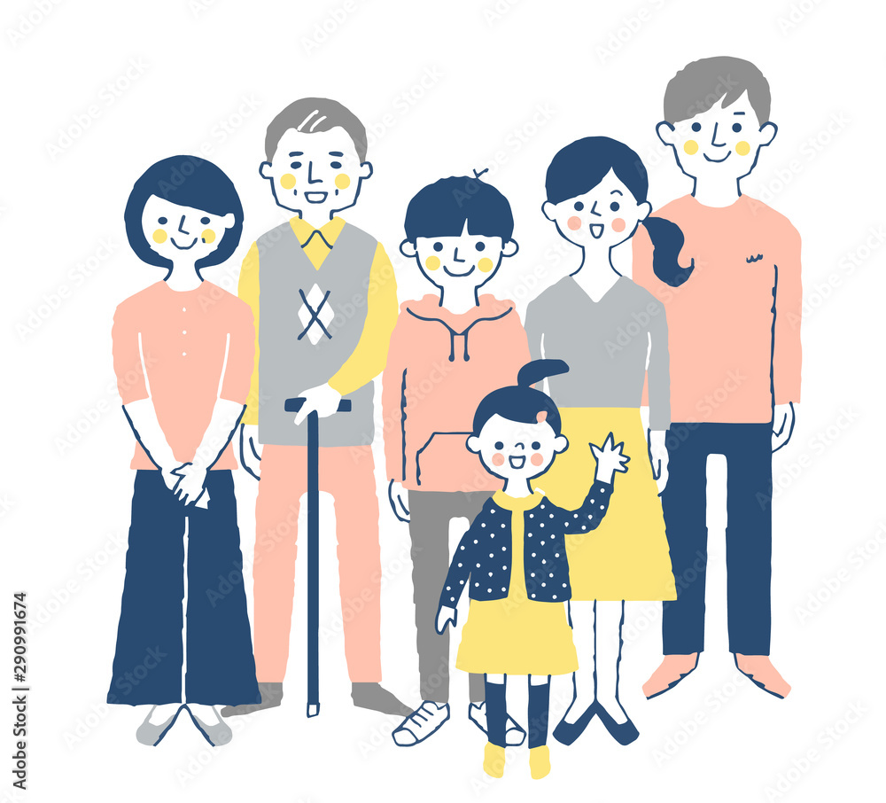 Three generations family facing the front with smile Three generations family facing the front with smile