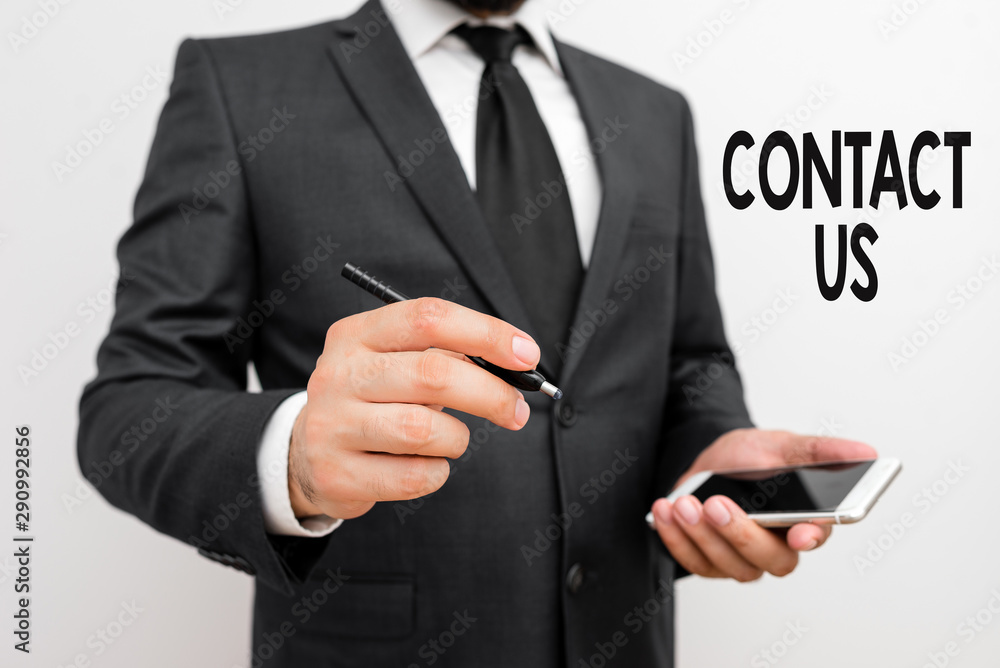 Word writing text Contact Us. Business photo showcasing Group of demonstrating that rendering costumer service through telecom Word writing text Contact Us. Business photo showcasing Group of demonstrating that rendering costumer service through telecom