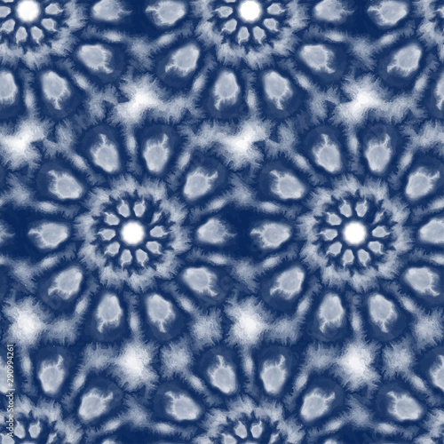 Seamless pattern Shibori in Indigo color. Digital Quilting Arts. Tie-dye. Tied and dyed - is a manual resist dyeing technique, of Japanese artisan design which produces patterns on fabric