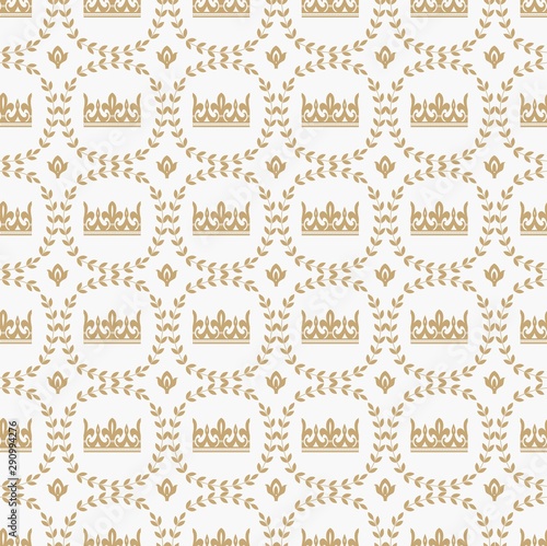 Vintage seamless pattern with medieval royal crown icon vector illustration.