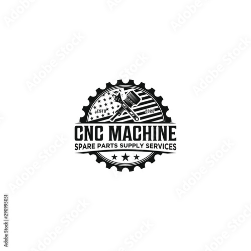 CNC machine service sparepart logo design