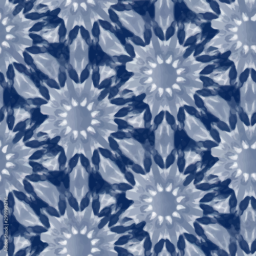 Seamless pattern Shibori in Indigo color. Digital Quilting Arts. Tie-dye. Tied and dyed - is a manual resist dyeing technique, of Japanese artisan design which produces patterns on fabric