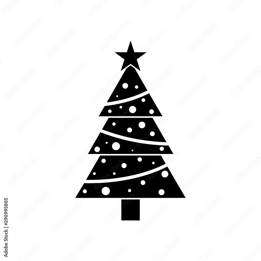 Fototapeta premium Christmas tree holiday icon, logo isolated on white background