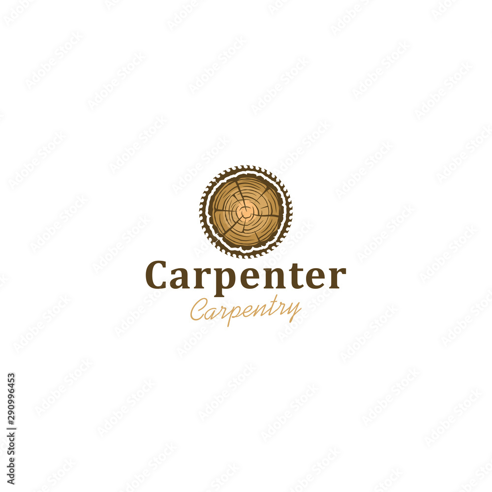 Capenter industry logo design - wood log circular saw Capenter industry logo design - wood log circular saw