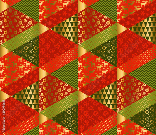 Christmas elegant patchwork with simple patterns