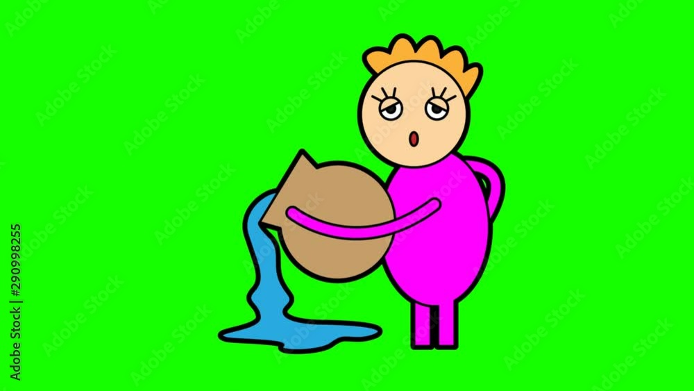 aquarius zodiac animation green screen. 2D flat simple motion aquarius zodiac animation green screen. 2D flat simple motion