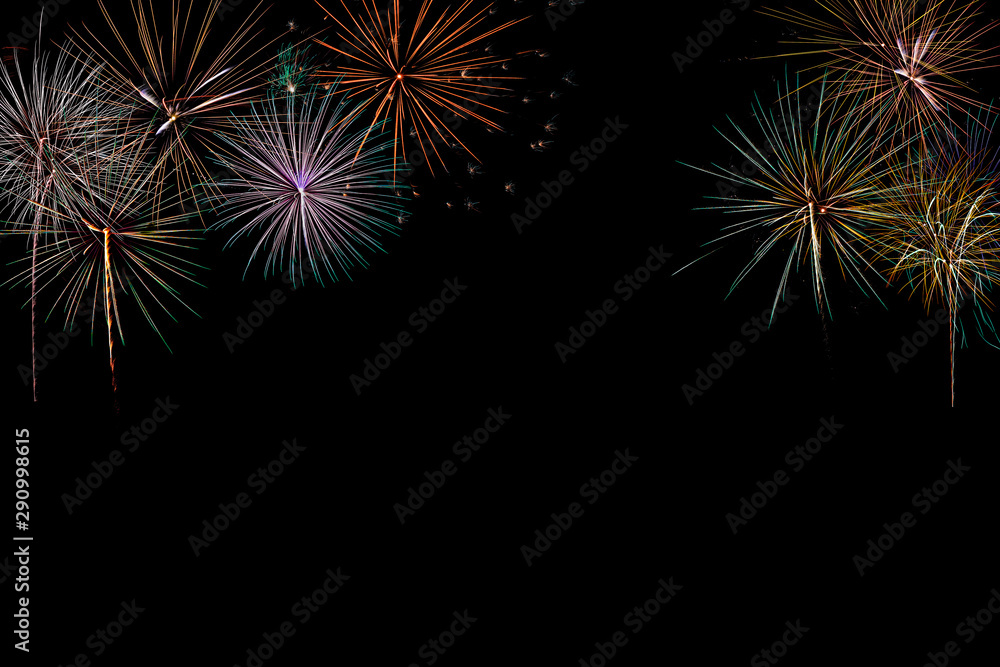 colorful fireworks with black background