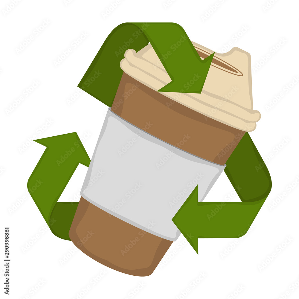 Paper cup in a recycling symbol - Vector illustration Stock Vector ...