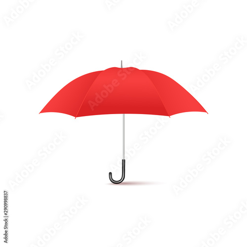 Realistic red umbrella from side view - classic colorful weather accessory