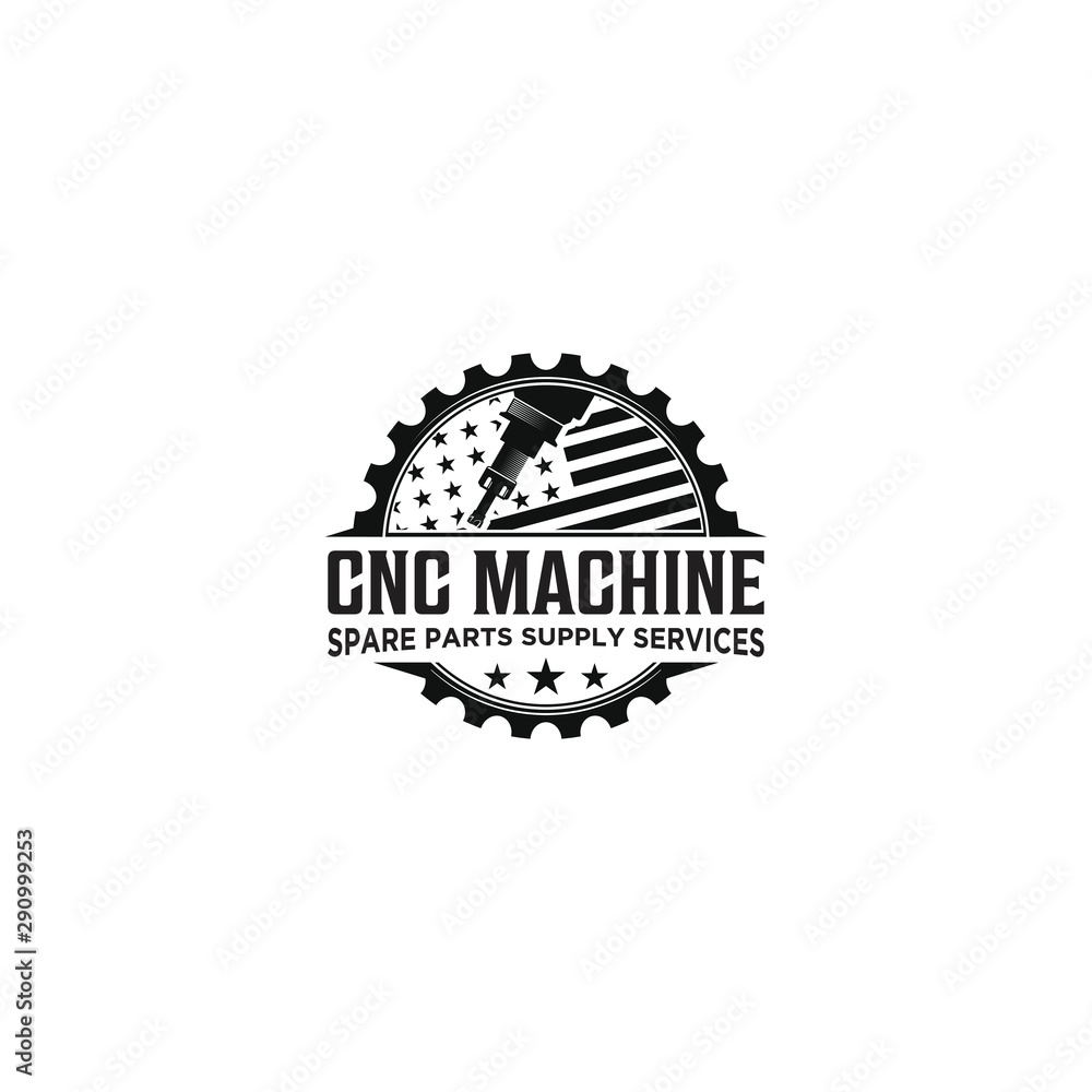 CNC machine service sparepart logo design Stock Vector | Adobe Stock