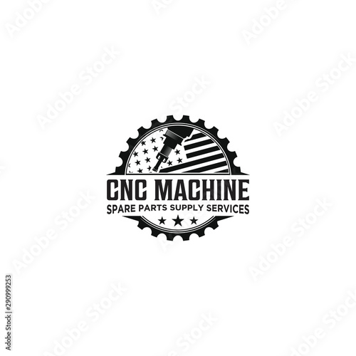 CNC machine service sparepart logo design