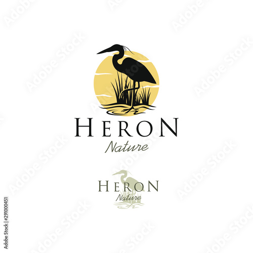 Obraz na plátne Stork heron silhouette logo design - animal wildlife outdoor