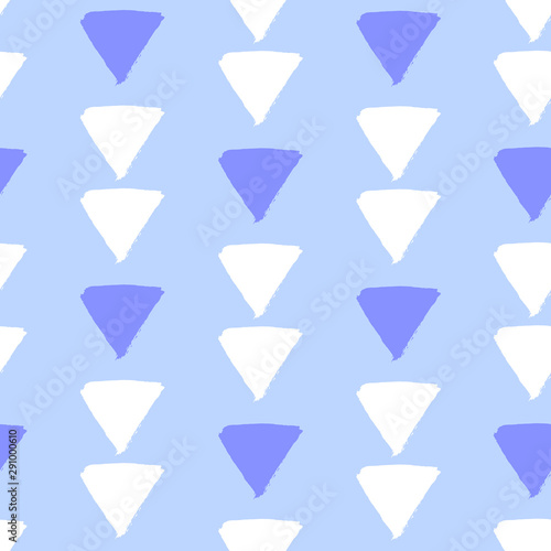 Winter, Christmas geometric seamless pattern with triangles. Vector wallpaper. Blue background. 