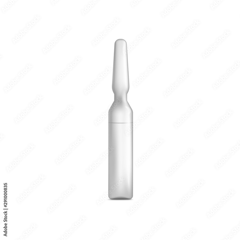 Empty glass ampoule for injection 3d realistic vector illustration isolated. Empty glass ampoule for injection 3d realistic vector illustration isolated.