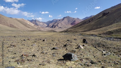 Trekking from Pshart valley through Gumbezkul pass to Madiyan in Tajikistan Pamir highway photo