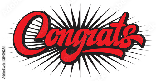 Illustration with calligraphic inscription. Congrats. Vector element for design