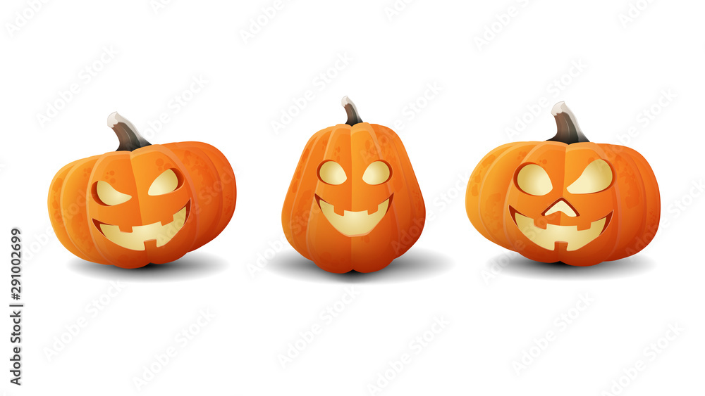 Fototapeta premium Set Halloween icon. Halloween pumpkins isolated on white background for your art