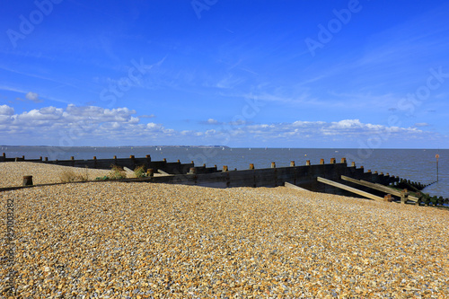 A view of the English Channel and the pebbled beach at Whitstable and Tankerton photo