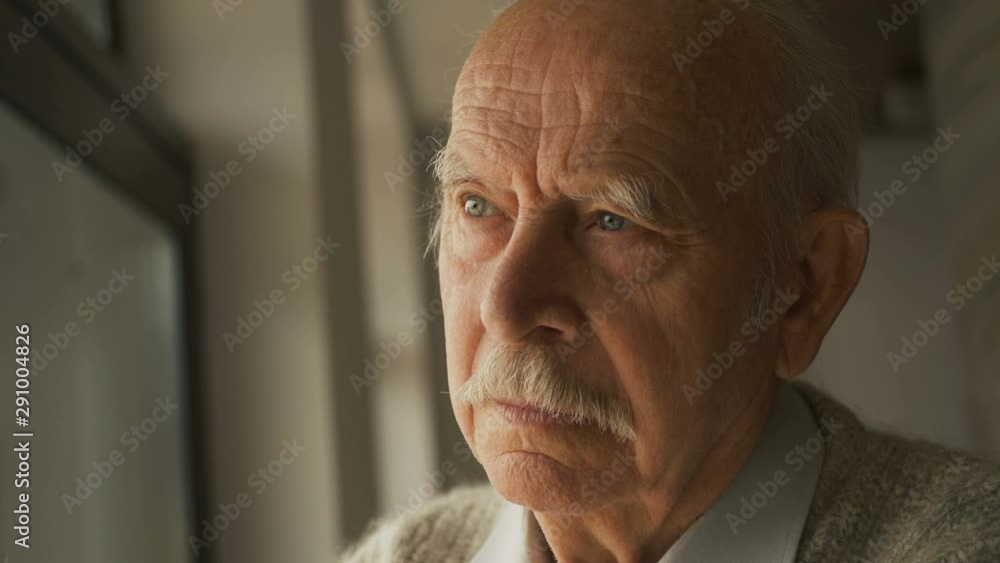 Elderly senior man stay at home on quarantine. Pensive looking away and feel upset. Sad grandfather widower alone. Thoughtful melancholy older retired gray haired grandpa. Sorrow grief loneliness conc Elderly senior man stay at home on quarantine. Pensive looking away and feel upset. Sad grandfather widower alone. Thoughtful melancholy older retired gray haired grandpa. Sorrow grief loneliness conc