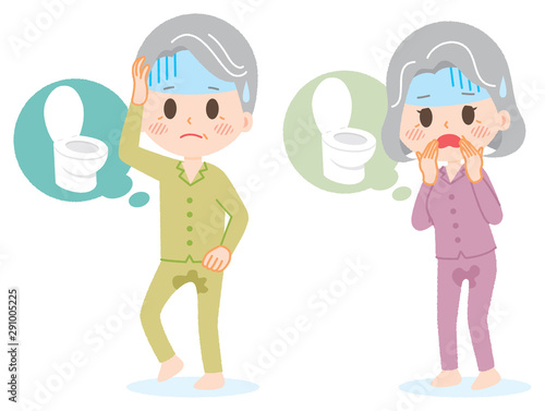 Elderly man and woman who leaked pee