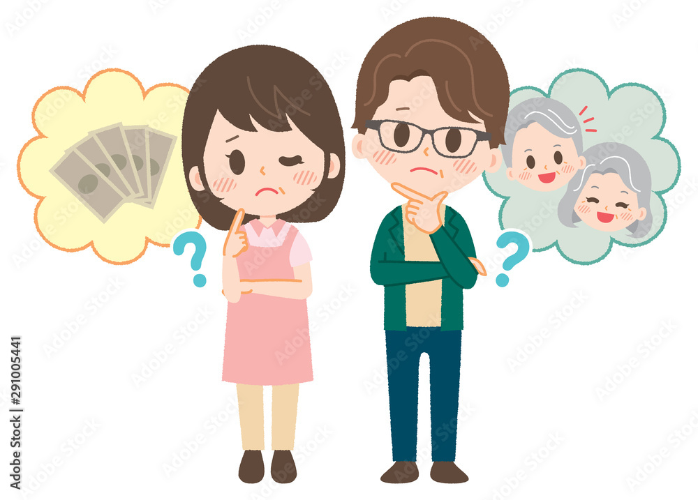 Illustration that couple is worried about nursing Illustration that couple is worried about nursing