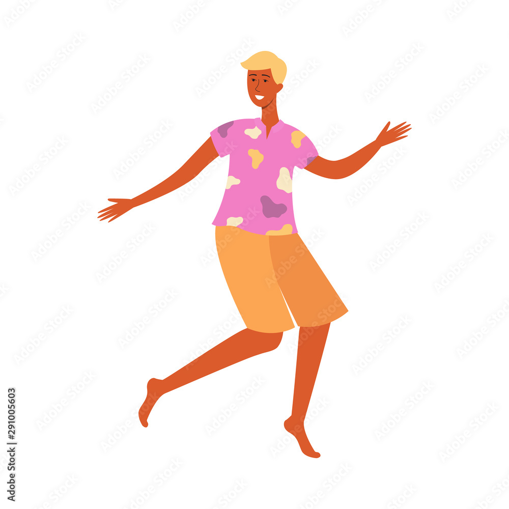 Samba Brazilian carnival, festival or party dancer man flat vector illustration isolated.