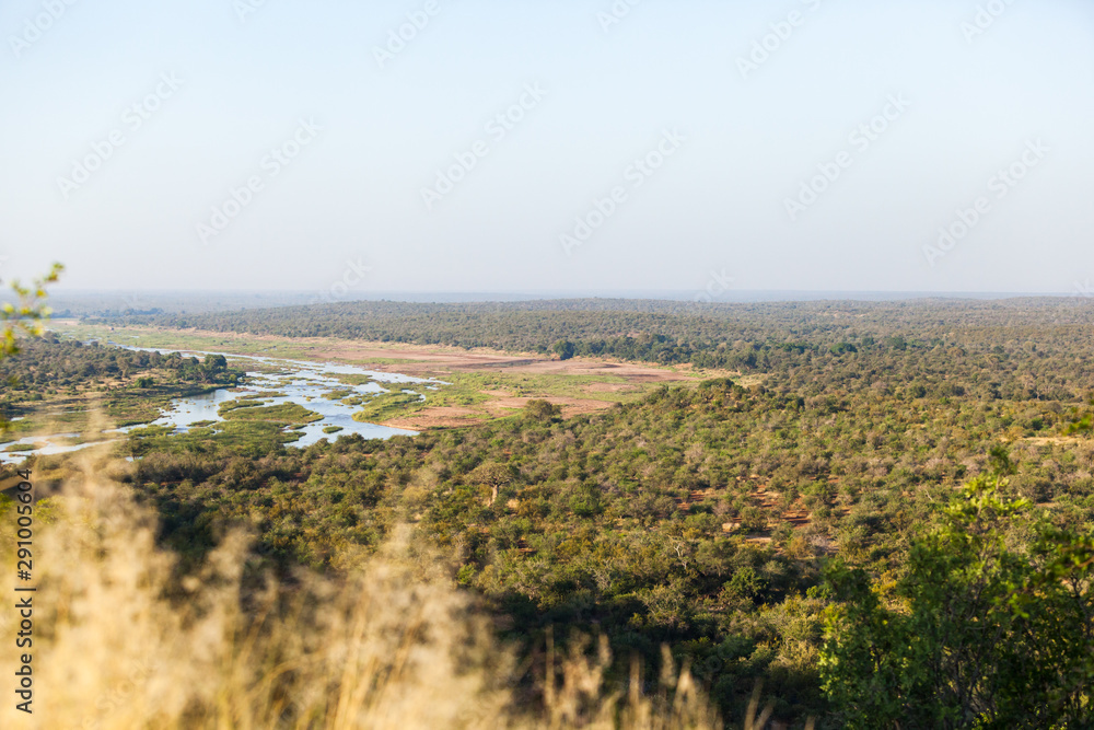 A look out point looking over the Olifants river near Olifants rest camp in the Kruger park, South Africa.