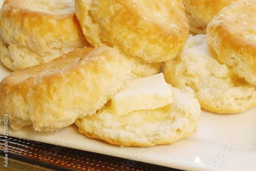 Stack of Homemade Baked Buttermilk Southern Biscuits