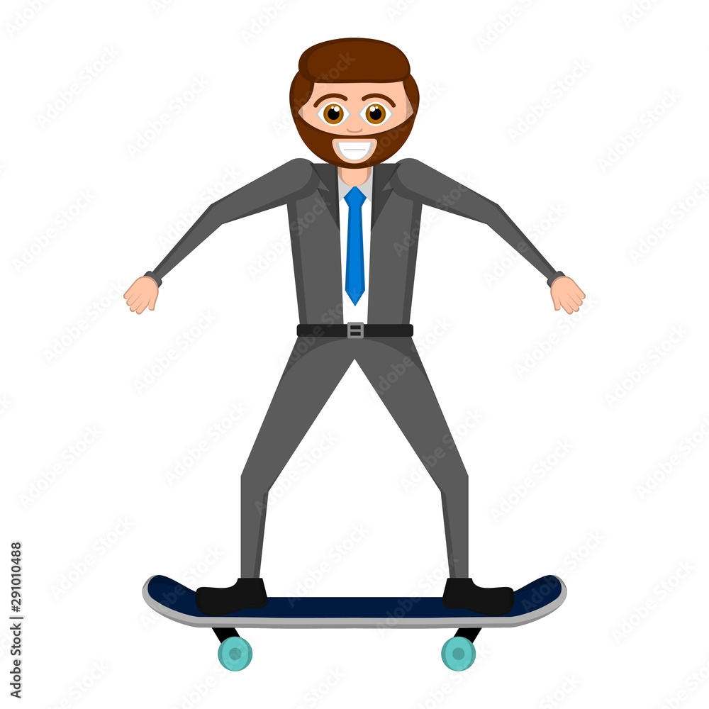 Young man in a skateboard. Kidult conceptual illustration - Vector Young man in a skateboard. Kidult conceptual illustration - Vector