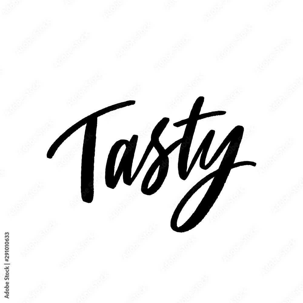 Hand drawn lettering tasty for overlay, banner, poster, packaging, logo, lable. Calligraphy tasty. Hand drawn lettering tasty for overlay, banner, poster, packaging, logo, lable. Calligraphy tasty.