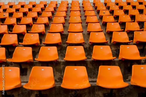 The sport seat grandstand in an empty stadium.