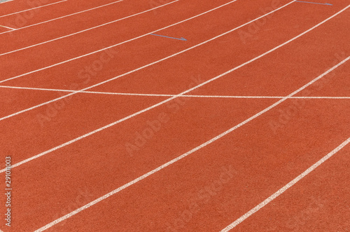 The running line track rubber lanes in sport stadium