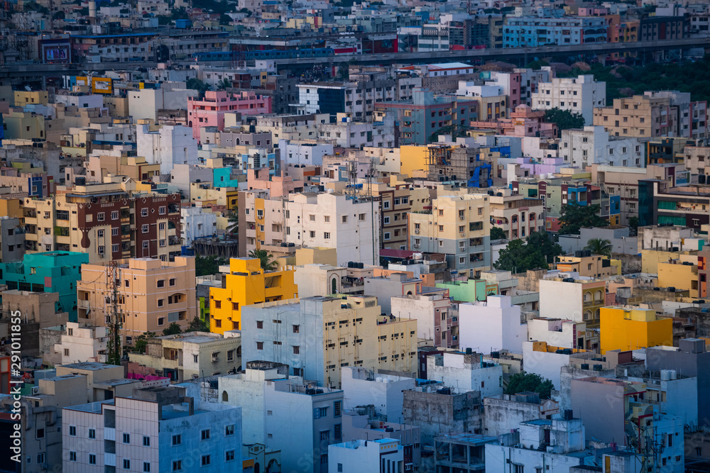 Hyderabad city buildings and skyline in India