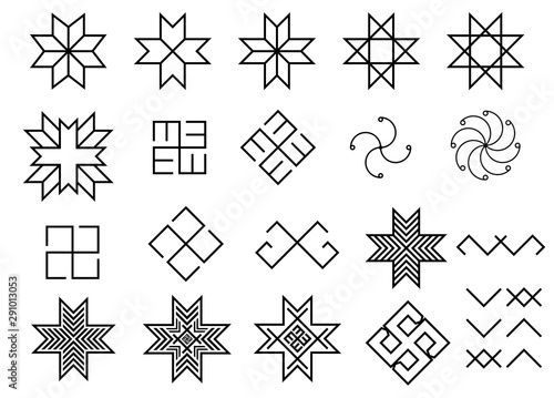 Set of old baltic Folk ancient Latvian symbols