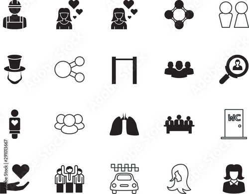 people vector icon set such as: respiratory, long, square, manager, transportation, 19th, lincoln, constructor, lungs, tourism, recreation, save, passenger, strategy, magnifying, cancer, fashion