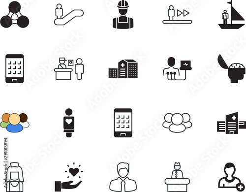 people vector icon set such as: idea, clean, craftsmen, goal, manual, custom, cartoon, police, ship, sea, forum, aiming, house, universal, adult, front, household, housework, metal, lungs, broom photo