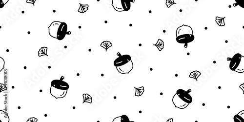 acorn seamless pattern vector walnut squirrel bean leaf polka dot scarf isolated cartoon tile wallpaper repeat background illustration doodle design