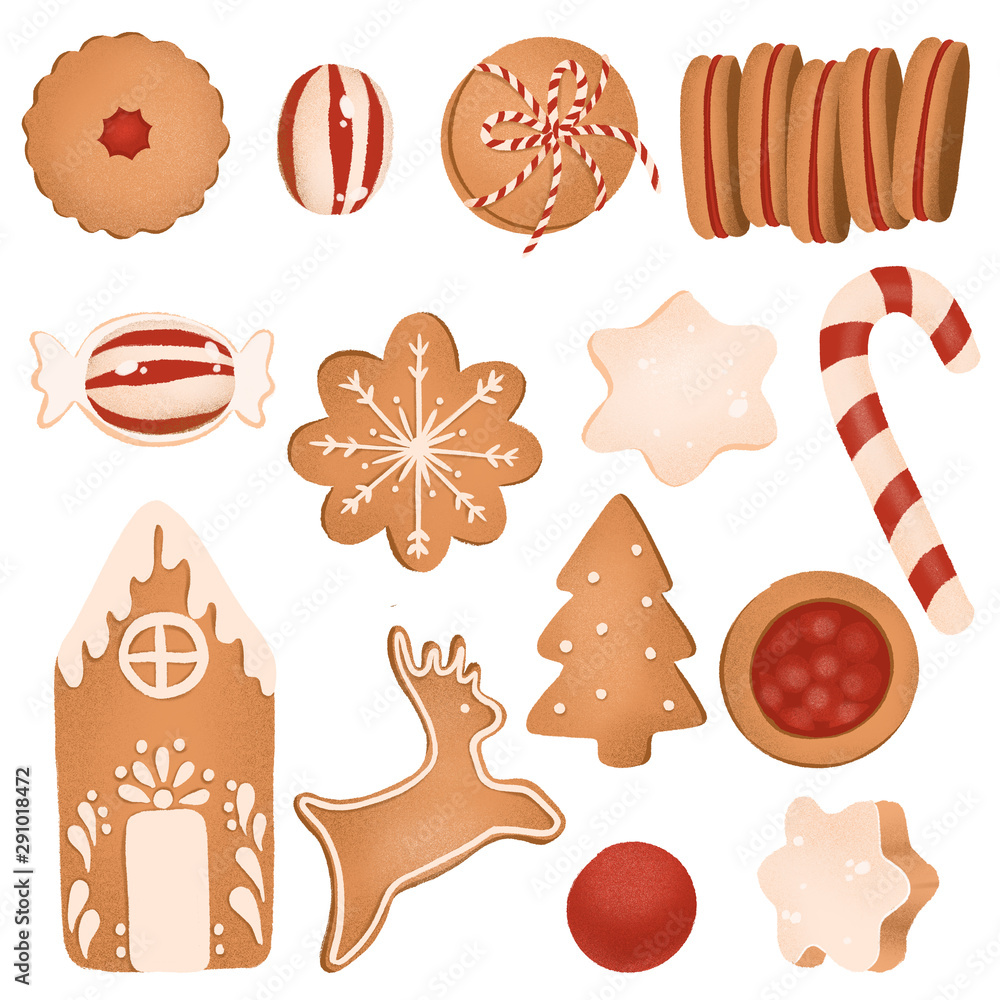 Set of Christmas Gingerbread Cookies Set of Christmas Gingerbread Cookies