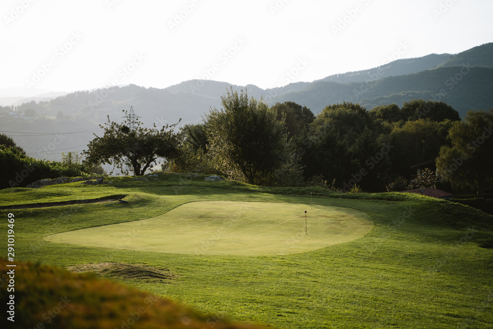 Golf field on the countryside in Basque Country